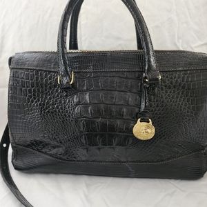 BRAHMIN Black Croc Embossed Leather Bag